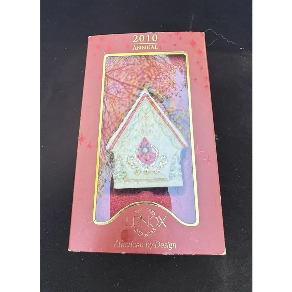 Lenox Annual Christmas Ornament- Bless Our Home Bird house with RedCardinal -C18